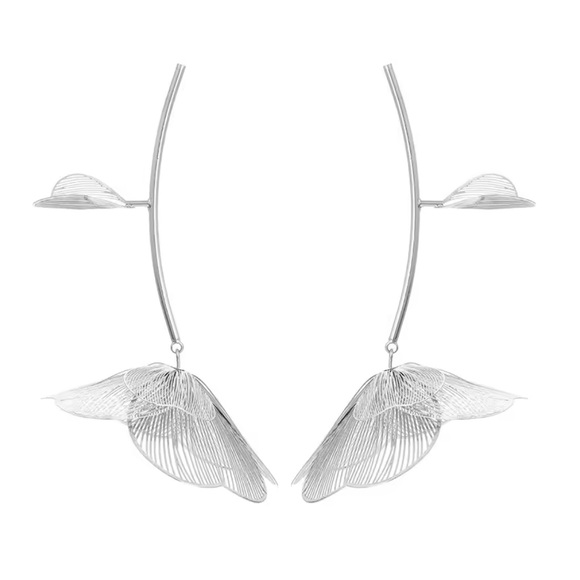 Noemie - Silver Trendy Metal Big Flower Earing ZA Style. NWT - Picture 3 of 5